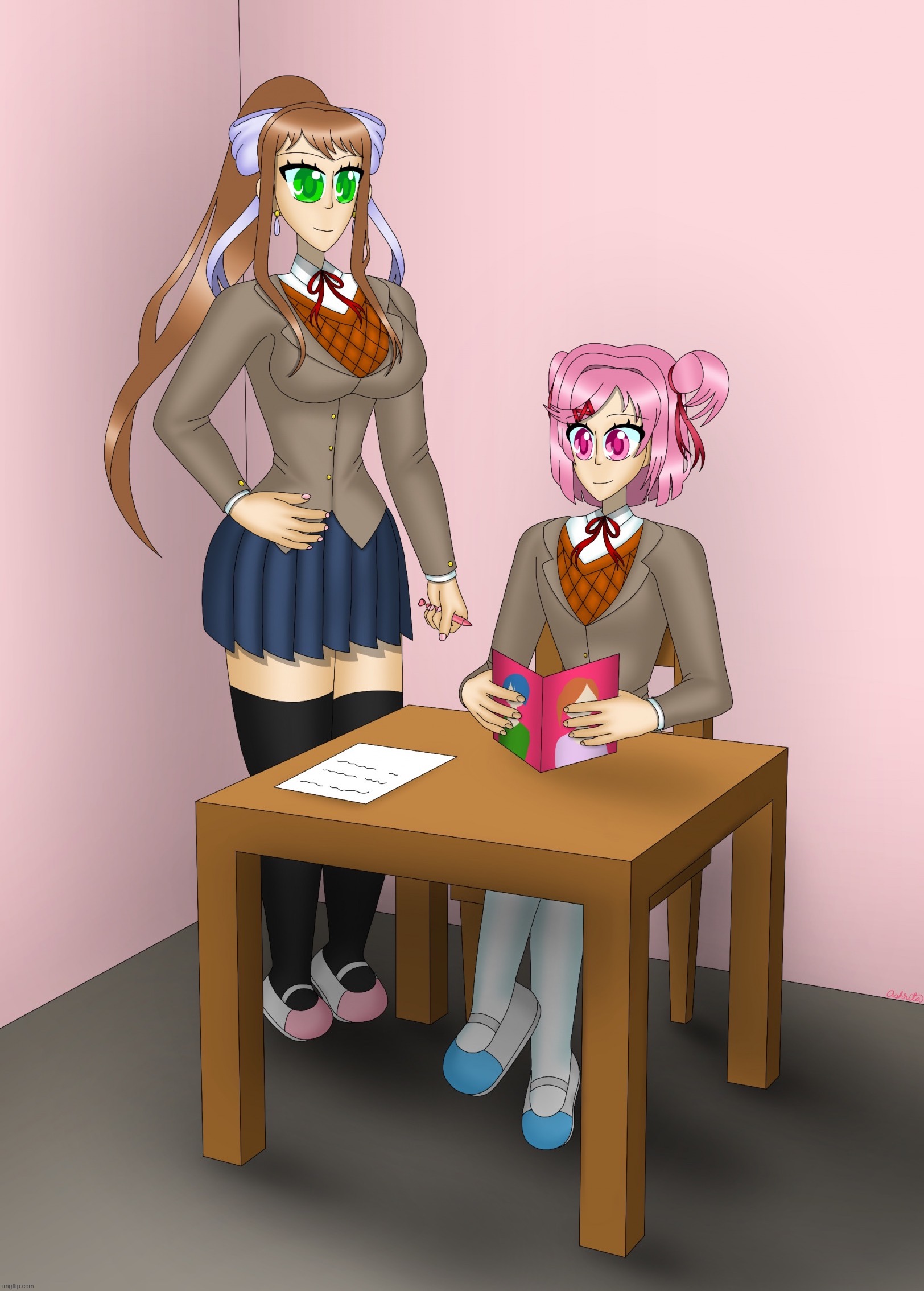 Sure | image tagged in monika and natsuki | made w/ Imgflip meme maker