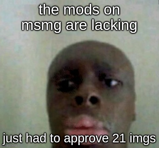 e | the mods on msmg are lacking; just had to approve 21 imgs | image tagged in d | made w/ Imgflip meme maker