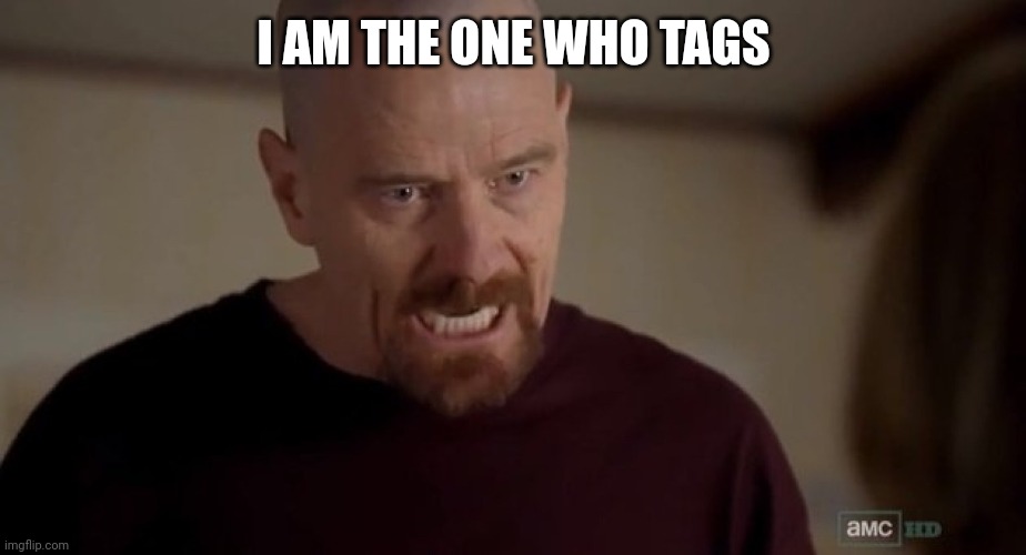 I am the one who knocks | I AM THE ONE WHO TAGS | image tagged in i am the one who knocks | made w/ Imgflip meme maker