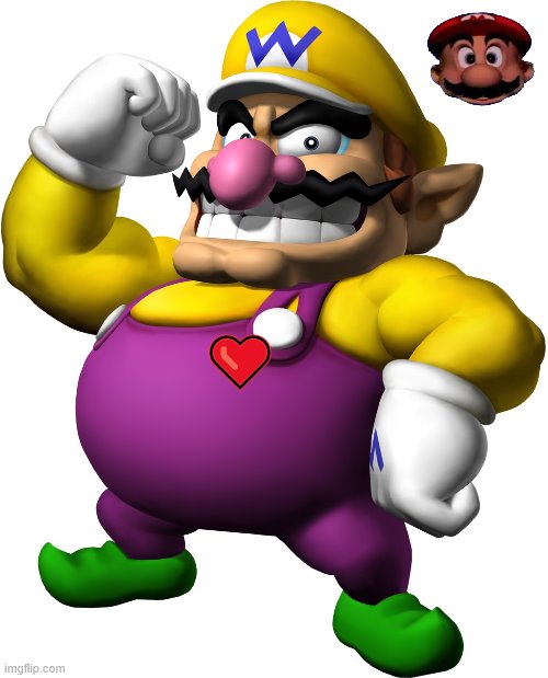 mario head gives wario a heart attack | ❤️ | image tagged in wario | made w/ Imgflip meme maker