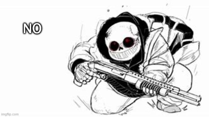 sans with a shotgun | NO | image tagged in sans with a shotgun | made w/ Imgflip meme maker