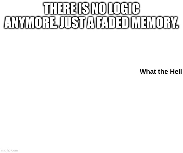 THERE IS NO LOGIC ANYMORE. JUST A FADED MEMORY. | made w/ Imgflip meme maker