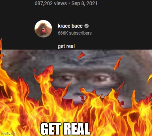 kracc bacc susbscribber couuntt |  GET REAL | image tagged in youtube | made w/ Imgflip meme maker