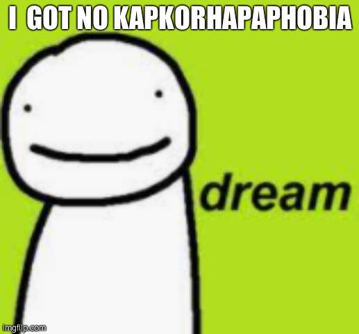 dream | I  GOT NO KAPKORHAPAPHOBIA | image tagged in dream,i see a dreamer | made w/ Imgflip meme maker