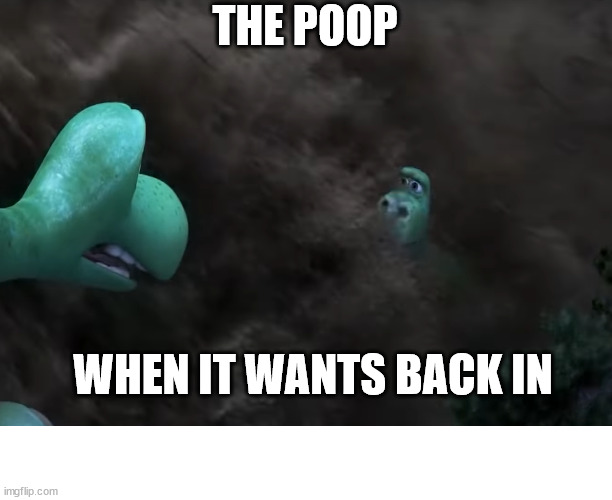 ag | THE POOP; WHEN IT WANTS BACK IN | image tagged in sad,oh no,died,look out | made w/ Imgflip meme maker