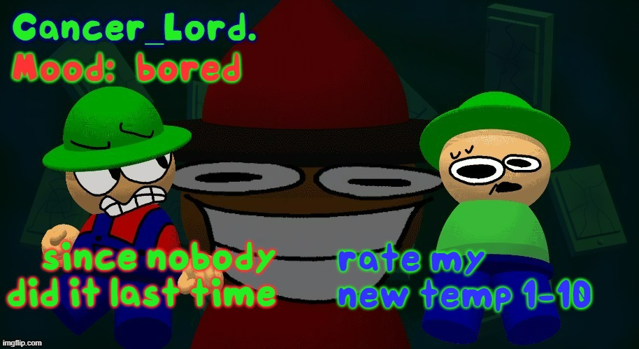 Bambi, Bandu, and Unfairness Temp | bored; since nobody did it last time; rate my new temp 1-10 | image tagged in bambi bandu and unfairness temp | made w/ Imgflip meme maker