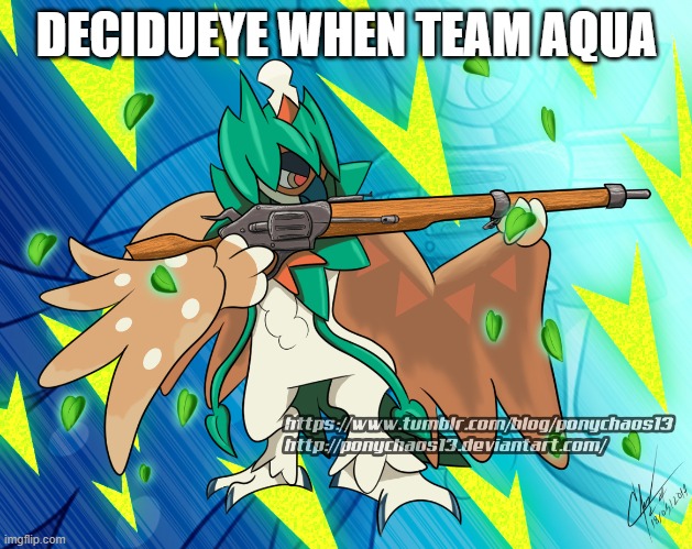 DECIDUEYE WHEN TEAM AQUA | made w/ Imgflip meme maker