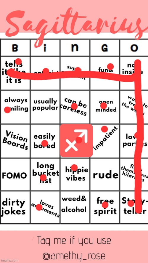 Sagittarius official bingo | image tagged in sagittarius official bingo | made w/ Imgflip meme maker