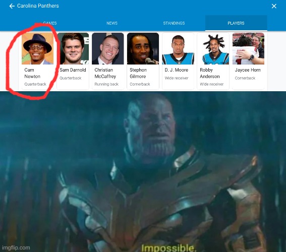 No way | image tagged in thanos impossible,nfl,memes,carolina panthers | made w/ Imgflip meme maker
