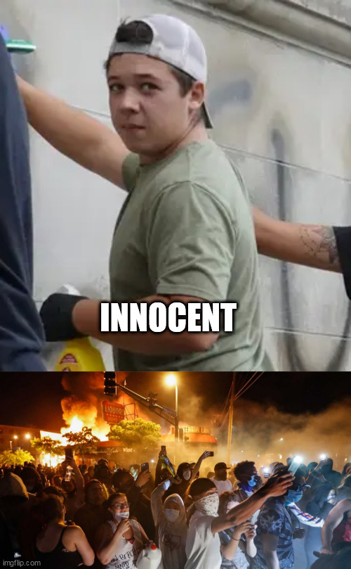 INNOCENT | image tagged in kyle rittenhouse,riotersnodistancing | made w/ Imgflip meme maker