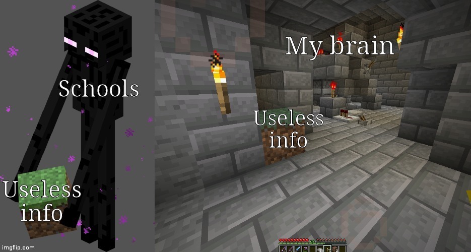 Enderman | My brain; Schools; Useless info; Useless info | image tagged in enderman | made w/ Imgflip meme maker