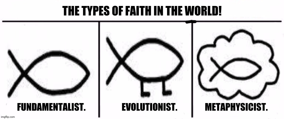 3x who would win | THE TYPES OF FAITH IN THE WORLD! FUNDAMENTALIST.                     EVOLUTIONIST.                METAPHYSICIST. | image tagged in memes,faith in humanity,philosophy | made w/ Imgflip meme maker