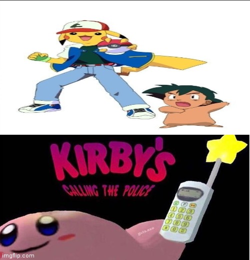 Kirby Gonna Call The Police | image tagged in kirby's calling the police,funny memes,memes,original meme,funny meme,clean memes | made w/ Imgflip meme maker