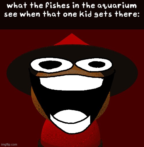 what the fishes in the aquarium see when that one kid gets there: | image tagged in friday night funkin | made w/ Imgflip meme maker