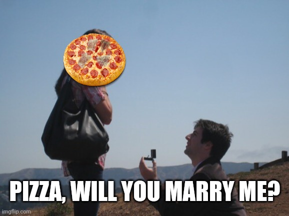 Marriage proposal | PIZZA, WILL YOU MARRY ME? | image tagged in marriage proposal | made w/ Imgflip meme maker