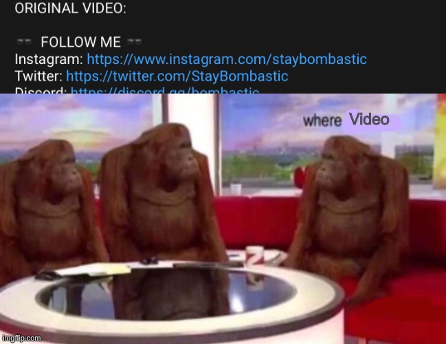 Where’s the link? | Video | image tagged in where banana blank | made w/ Imgflip meme maker