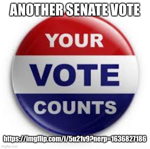 Vote | ANOTHER SENATE VOTE; https://imgflip.com/i/5u21v9?nerp=1636827186 | image tagged in vote | made w/ Imgflip meme maker