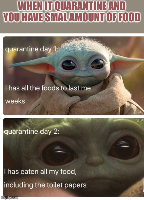 WHEN IT QUARANTINE AND YOU HAVE SMAL AMOUNT OF FOOD | image tagged in jokes | made w/ Imgflip meme maker