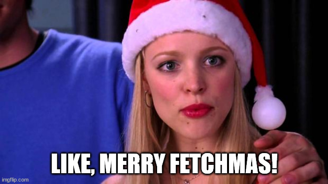 Merry Fetchmas |  LIKE, MERRY FETCHMAS! | image tagged in stop trying to make fetch happen,christmas,meangirls | made w/ Imgflip meme maker