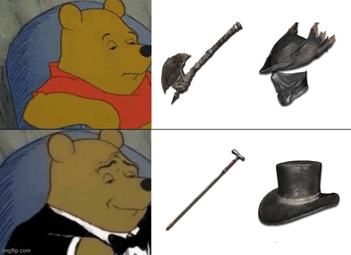 Blooborne Tuxedo pooh | image tagged in memes,tuxedo winnie the pooh | made w/ Imgflip meme maker
