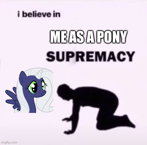 I may or may not be obsessed with pony’s. | ME AS A PONY | image tagged in i believe in supremacy | made w/ Imgflip meme maker