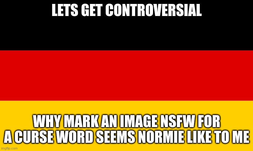 normie behavior | LETS GET CONTROVERSIAL; WHY MARK AN IMAGE NSFW FOR A CURSE WORD SEEMS NORMIE LIKE TO ME | image tagged in normie | made w/ Imgflip meme maker