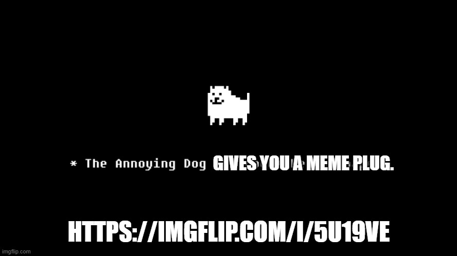 Dog | GIVES YOU A MEME PLUG. HTTPS://IMGFLIP.COM/I/5U19VE | image tagged in dog | made w/ Imgflip meme maker