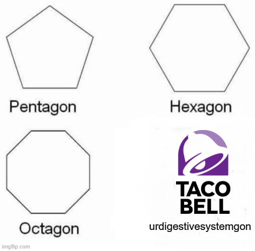 Pentagon Hexagon Octagon |  urdigestivesystemgon | image tagged in memes,pentagon hexagon octagon | made w/ Imgflip meme maker