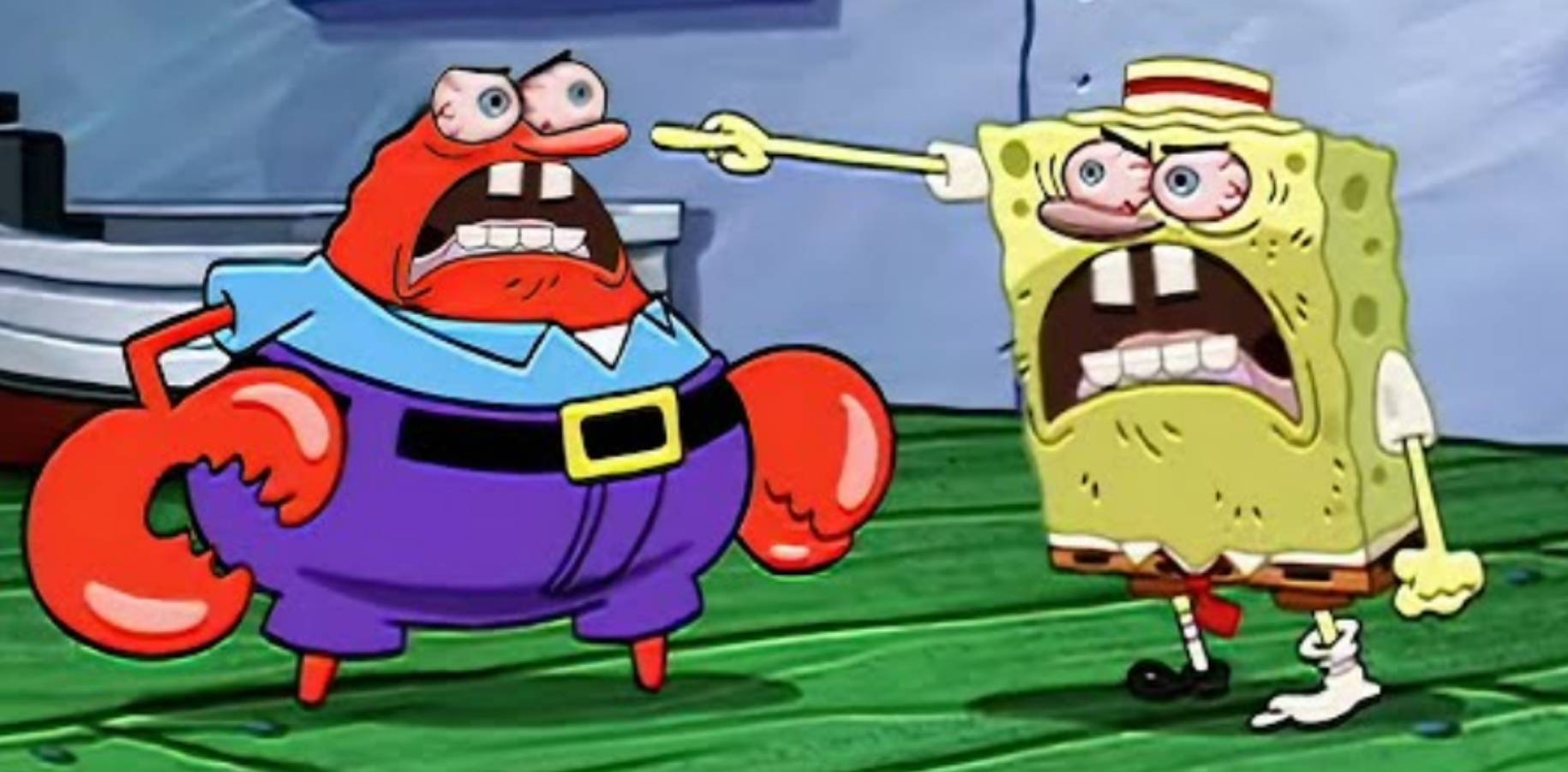 High Quality Angry mr krabs and angry spongebob Blank Meme Template