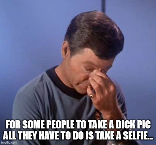 Dammit Jim | FOR SOME PEOPLE TO TAKE A DICK PIC ALL THEY HAVE TO DO IS TAKE A SELFIE... | image tagged in dammit jim | made w/ Imgflip meme maker