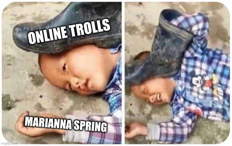 Spring Trolls | ONLINE TROLLS; MARIANNA SPRING | image tagged in false flag | made w/ Imgflip meme maker