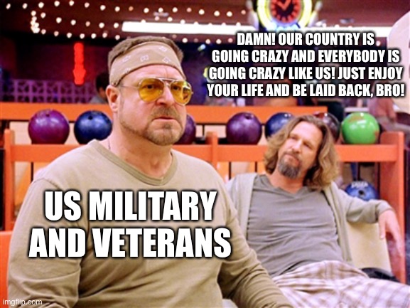 Walter says (though, not on Shabbos) | DAMN! OUR COUNTRY IS GOING CRAZY AND EVERYBODY IS GOING CRAZY LIKE US! JUST ENJOY YOUR LIFE AND BE LAID BACK, BRO! US MILITARY AND VETERANS | image tagged in walter says though not on shabbos,military,veterans,laid back,crazy,country | made w/ Imgflip meme maker