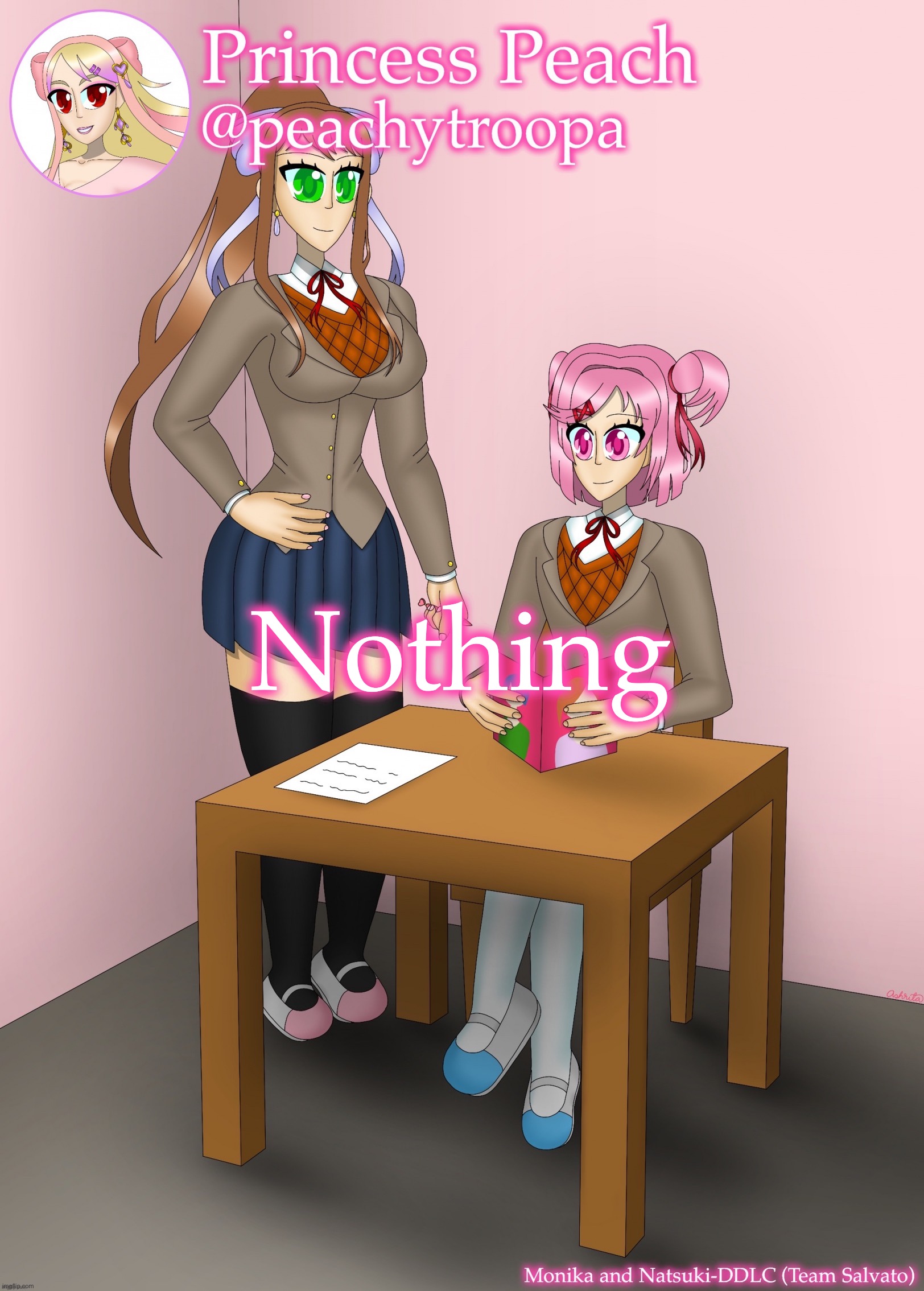Monika and Natsuki | Nothing | image tagged in monika and natsuki | made w/ Imgflip meme maker