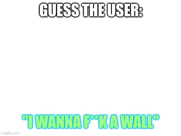 Easy mode | GUESS THE USER:; "I WANNA F**K A WALL" | image tagged in ooooo | made w/ Imgflip meme maker
