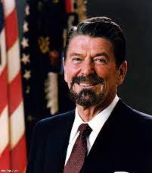 Reagan but after he leaves the office of Governor of California he grows a beard and as a result crushes Carter in 1980 | made w/ Imgflip meme maker