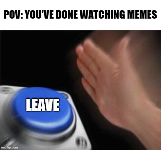 Blank Nut Button | POV: YOU'VE DONE WATCHING MEMES; LEAVE | image tagged in memes,blank nut button | made w/ Imgflip meme maker