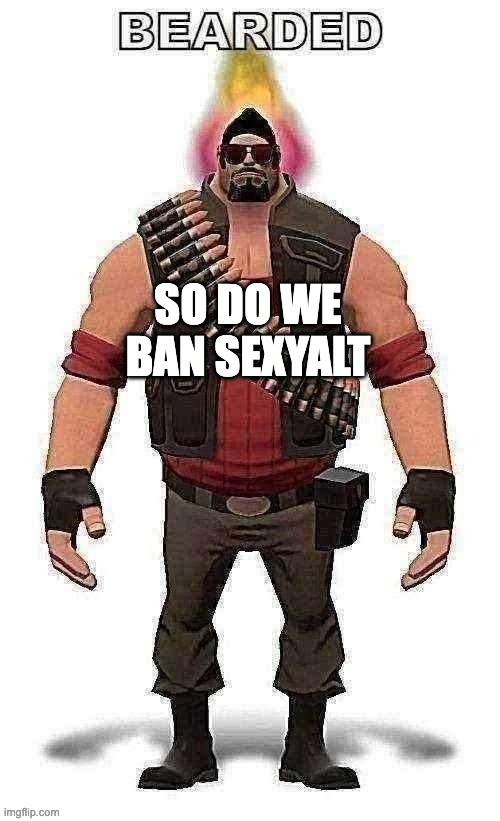 bearded | SO DO WE BAN SEXYALT | image tagged in bearded | made w/ Imgflip meme maker