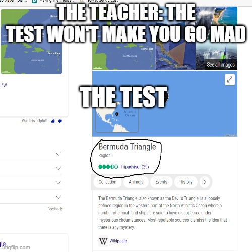 ima pack my bags | THE TEACHER: THE TEST WON'T MAKE YOU GO MAD; THE TEST | image tagged in funny,mystery | made w/ Imgflip meme maker