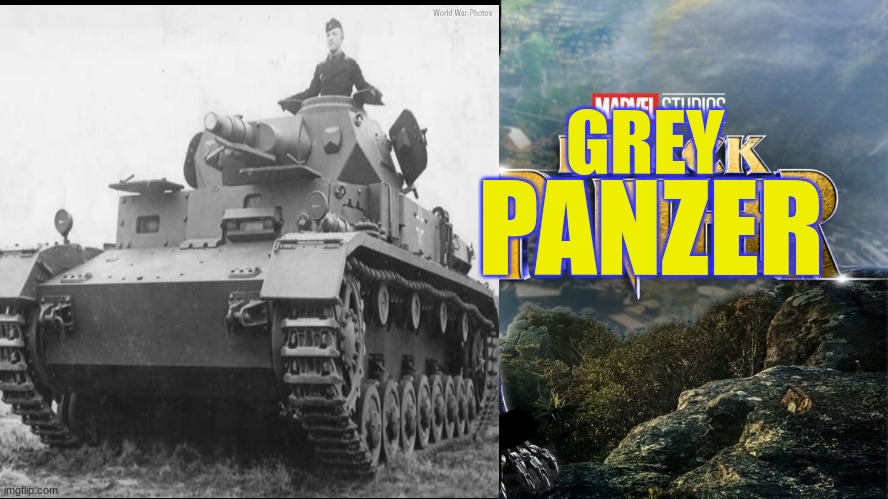 Marvel studios "Black Panzer" | GREY; PANZER | image tagged in o panzer of the lake | made w/ Imgflip meme maker