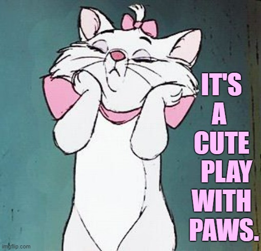 IT'S A  CUTE   PLAY WITH  PAWS. | made w/ Imgflip meme maker