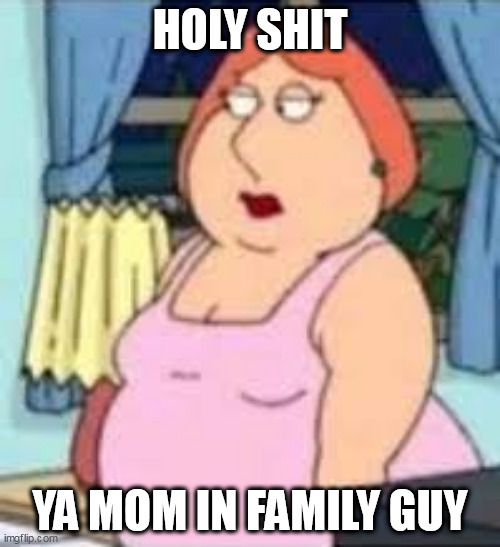 HOLY SHIT; YA MOM IN FAMILY GUY | image tagged in family guy | made w/ Imgflip meme maker
