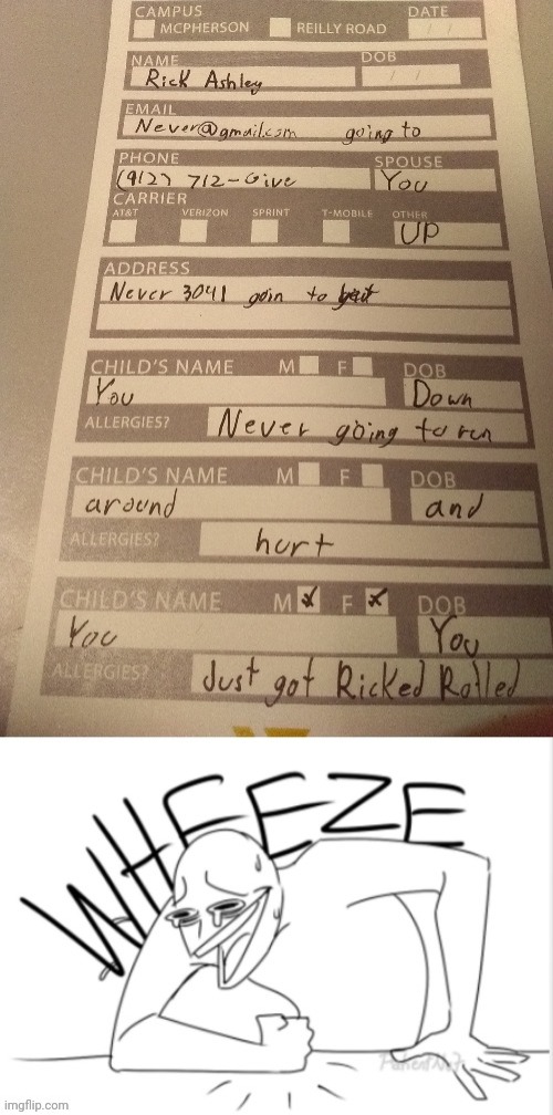 Some kid did this at church | image tagged in wheeze,rickroll,church | made w/ Imgflip meme maker