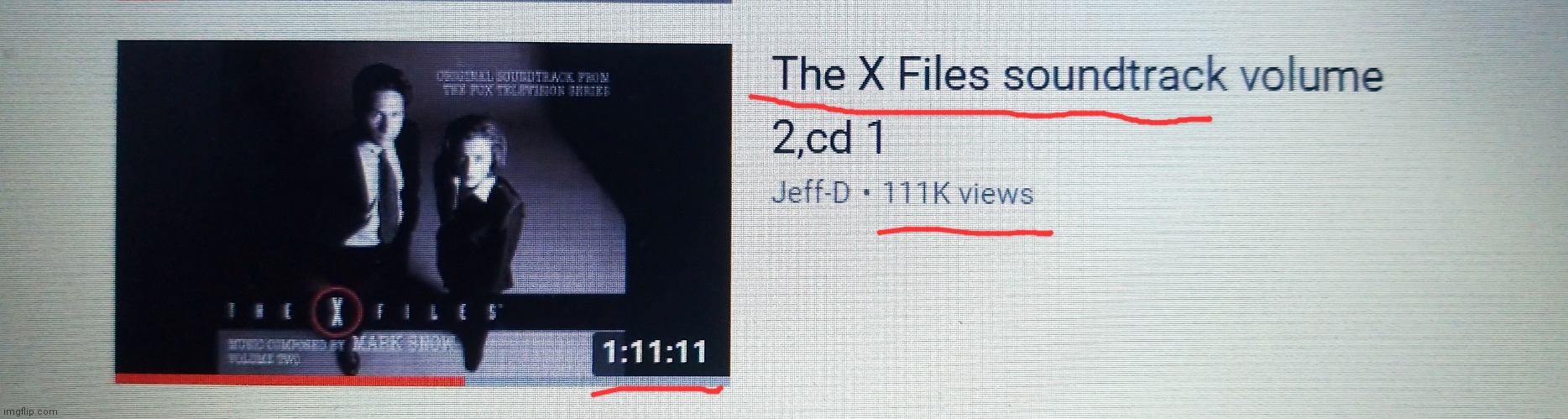 1 hour, 11 minutes, 11 seconds with 111k views on the X Files theme. Hmm... | image tagged in illuminati,coincidence i think not | made w/ Imgflip meme maker