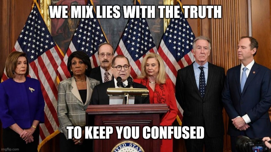 House Democrats | WE MIX LIES WITH THE TRUTH TO KEEP YOU CONFUSED | image tagged in house democrats | made w/ Imgflip meme maker