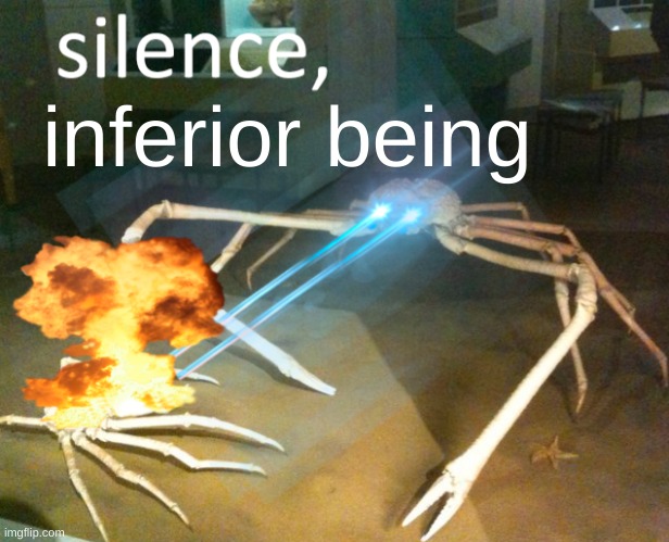 Silence Crab | inferior being | image tagged in silence crab | made w/ Imgflip meme maker