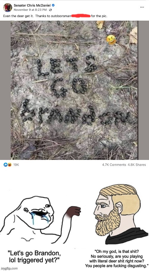 Congratulations Senator McDaniel, you finally triggered me. Was it worth it? | image tagged in joe biden,gop,donald trump,let's go brandon | made w/ Imgflip meme maker