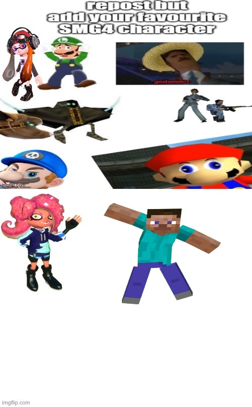 I added steve | image tagged in smg4 | made w/ Imgflip meme maker