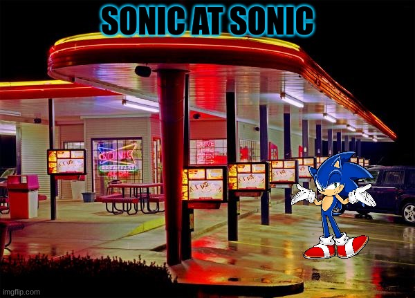 Where the hedgehogs at in sonic? | SONIC AT SONIC | image tagged in sonic restaurant | made w/ Imgflip meme maker