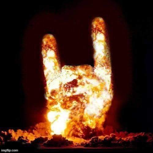Rock on Explosion | image tagged in rock on explosion | made w/ Imgflip meme maker