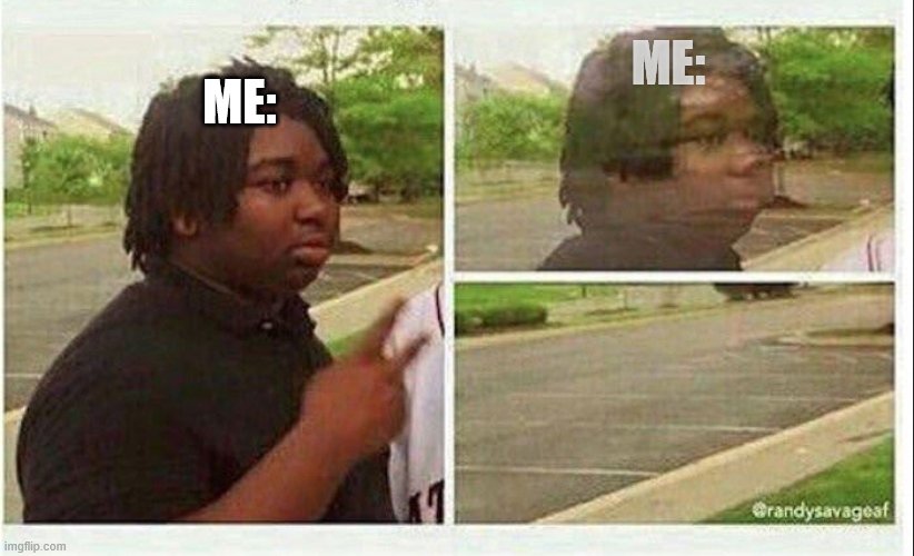 Black guy disappearing | ME: ME: | image tagged in black guy disappearing | made w/ Imgflip meme maker